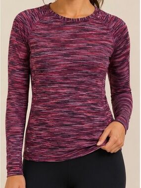 Champion Space-Dyed Long-Sleeve Crew Neck Top - Magenta Mix